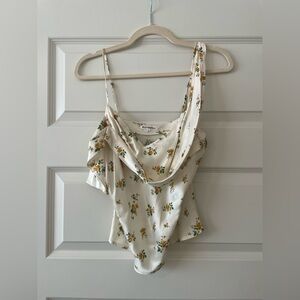 Reformation Cream Floral Camisole Top